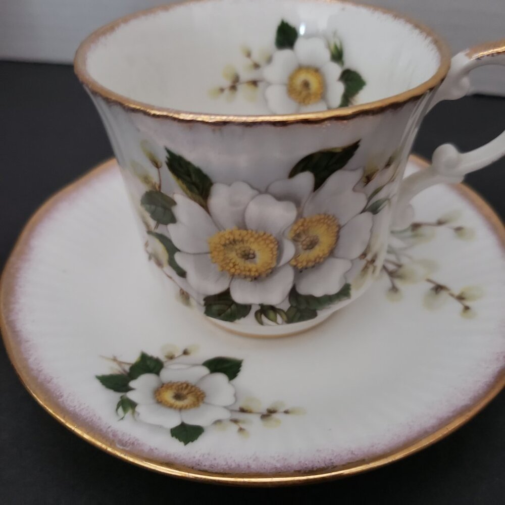 VTG 1975 Queen's Fine Bone China Floral Tea Cup & Saucer By Rosina China - Picture 9 of 10